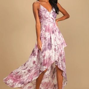 An Enchanting Dream Purple Multi Print High-Low Maxi Dress